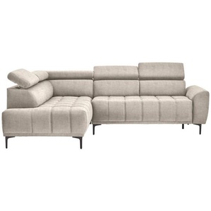 Stylife Ecksofa, Beige, Textil, 3-4-Sitzer, Ottomane links, L-Form, 261x191 cm, Typenauswahl, Stoffauswahl, seitenverkehrt erhältlich, Hocker Rücken