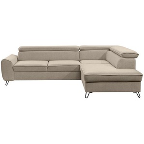 Stylife Ecksofa, Beige, Textil, 4-Sitzer, Ottomane rechts, Eckteil, L-Form, 250x200 cm, Stoffauswahl, seitenverkehrt erhältlich, Wohnzimmer, Sofas &