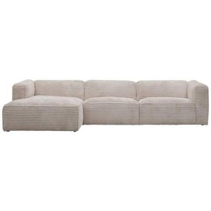 Stylife Ecksofa Febe, Creme, Textil, 3-Sitzer, Ottomane links, Eckteil, 332x163 cm, Stoffauswahl, seitenverkehrt erhältlich, Rücken echt, Armteil