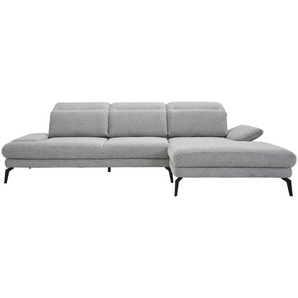 Stylife Ecksofa, Grau, Textil, 4-Sitzer, Ottomane rechts, L-Form, 289x180 cm, Stoffauswahl, seitenverkehrt erhältlich, Hocker Rücken echt, Wohnzimmer,