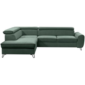 Stylife Ecksofa Idylla, Waldgrün, Textil, 4-Sitzer, Ottomane links, L-Form, 250x200 cm, Stoffauswahl, seitenverkehrt erhältlich, Wohnzimmer, Sofas &
