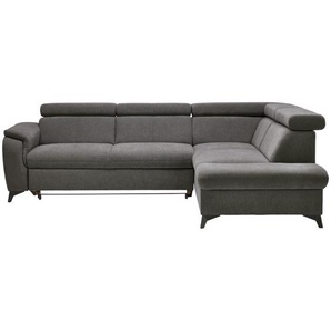 Stylife Ecksofa Prag, Anthrazit, Textil, 5-Sitzer, Ottomane rechts, L-Form, 260x203 cm, Bettkasten erhältlich, Stoffauswahl, seitenverkehrt