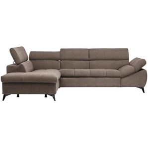Stylife Ecksofa, Taupe, Textil, Uni, 4-Sitzer, Ottomane links, L-Form, 279x210 cm, Stoffauswahl, seitenverkehrt erhältlich, Bettfunktion Hocker Rücken echt, Wohnzimmer, Sofas & Couches, Wohnlandschaften, Ecksofas