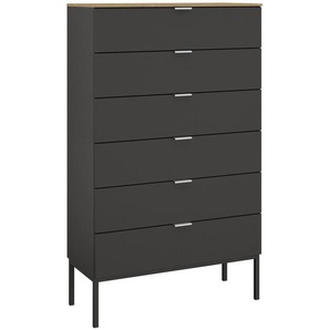 Stylife Highboard , Graphit, Eiche Artisan , Metall , 6 Schubladen , 80x138x42 cm , Blauer Engel, Goldenes M, Made in Germany , Typenauswahl, Beimöbel erhältlich, stehend, in verschiedenen Holzdekoren erhältlich , Wohnzimmer, Kommoden & Sideboards,