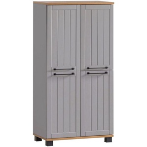 Stylife Highboard Jelda , Eiche, Platin , Holzwerkstoff , 3 Fächer , 59.8x116.9x32.6 cm , Made in Germany , Beimöbel erhältlich, stehend , Badezimmer, Badezimmerspiegel, Badspiegel