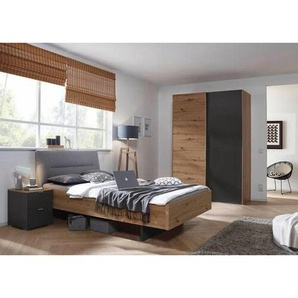 Stylife Jugendzimmer, Graphit, Hellgrau, Eiche Artisan, Textil, Holzwerkstoff, 4 Fächer, 120x200 cm, Blauer Engel, Goldenes M, Made in Germany,