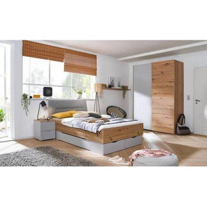 Stylife Jugendzimmer, Grau, Eiche, Textil, Holzwerkstoff, 4 Fächer, 120x200 cm, Blauer Engel, Goldenes M, Made in Germany, Typenauswahl, umfangreiches