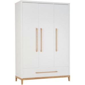 Stylife Kleiderschrank, Weiß, Eiche, Holzwerkstoff, Eiche, massiv, 5 Fächer, 1 Schubladen, 135x206x55 cm, Beimöbel erhältlich, Kinder- & Jugendzimmer, Kindermöbel, Kinderkleiderschränke