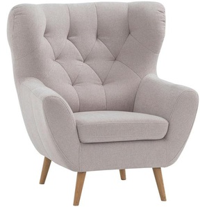 Stylife Ohrensessel, Beige, Holz, Textil, Birke, Buche,Buche, teilmassiv,vollmassiv, Uni, 88x104x92 cm, Fußauswahl, Stoffauswahl, erweiterbar