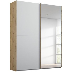 Stylife Schwebetürenschrank, Grau, Eiche, Holzwerkstoff, 4 Fächer, 151x223x68 cm, Blauer Engel, Goldenes M, Made in Germany, Typenauswahl, Beimöbel erhältlich, umfangreiches Zubehör in verschiedenen Größen Holzdekoren erhältlich, Kinder- & Jugendzimmer,