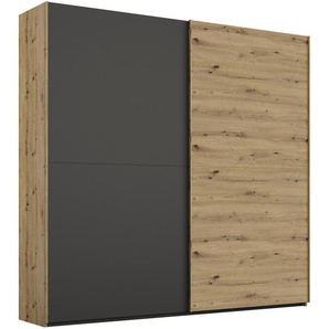 Stylife Schwebetürenschrank, Graphit, Eiche Artisan, Holzwerkstoff, 4 Fächer, 201x223x68 cm, Blauer Engel, Goldenes M, Made in Germany, Typenauswahl, Beimöbel erhältlich, umfangreiches Zubehör in verschiedenen Größen Holzdekoren erhältlich, Kinder- &