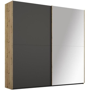 Stylife Schwebetürenschrank , Graphit, Eiche Artisan , Holzwerkstoff , 4 Fächer , 201x223x68 cm , Blauer Engel, Goldenes M, Made in Germany , Typenauswahl, Beimöbel erhältlich, umfangreiches Zubehör in verschiedenen Größen Holzdekoren erhältlich , Kinder
