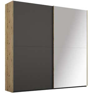 Stylife Schwebetürenschrank, Eiche Artisan, Graphit, Holzwerkstoff, 4 Fächer, 201x223x68 cm, Blauer Engel, Goldenes M, Made in Germany, in verschiedenen Holzdekoren erhältlich, Größen umfangreiches Zubehör Beimöbel Typenauswahl, Kinder- & Jugendzimmer,