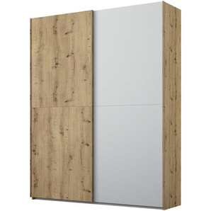 Stylife Schwebetürenschrank, Grau, Eiche, Holzwerkstoff, 4 Fächer, 151x223x68 cm, Blauer Engel, Goldenes M, Made in Germany, Typenauswahl, Beimöbel erhältlich, umfangreiches Zubehör in verschiedenen Größen Holzdekoren erhältlich, Kinder- & Jugendzimmer,