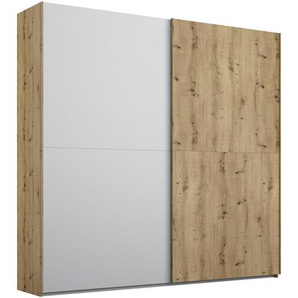 Stylife Schwebetürenschrank, Grau, Eiche, Holzwerkstoff, 4 Fächer, 201x223x68 cm, Blauer Engel, Goldenes M, Made in Germany, Typenauswahl, Beimöbel erhältlich, umfangreiches Zubehör in verschiedenen Größen Holzdekoren erhältlich, Kinder- & Jugendzimmer,