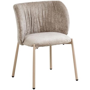 Stylife Stuhl, Taupe, Metall, Textil, Rundrohr, 56.5x77x57 cm, stapelbar, Esszimmer, Stühle, Esszimmerstühle, Vierfußstühle
