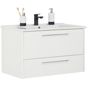 Stylife Waschtischkombi , Weiß , Metall , 2 Schubladen , 85 cm , Made in Germany , hängend , Badezimmer, Waschbecken & Armaturen, Waschtische