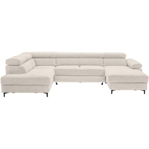 Stylife Wohnlandschaft Combo, Beige, Textil, 5-Sitzer, U-Form, Ottomane links, 333x206 cm, Made in EU, Rücken echt, Liegefunktion, Wohnzimmer, Sofas & Couches, Wohnlandschaften, Wohnlandschaften in U-Form