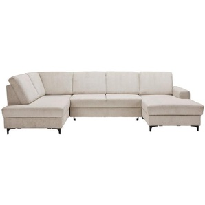 Stylife Wohnlandschaft, Hellgrau, Textil, 4-Sitzer, Ottomane links, U-Form, 317x185 cm, Made in EU, Rücken echt, Wohnzimmer, Sofas & Couches, Wohnlandschaften, Wohnlandschaften in U-Form