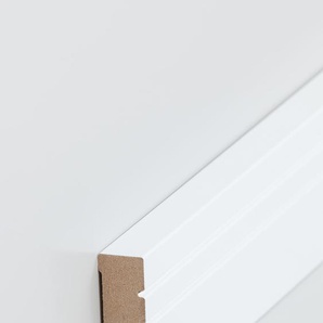 Südbrock Fußleiste, Oberkante rechteckig, 2 Profilnuten, 16 mm, MDF-Kern, Weiß - lackierfähig