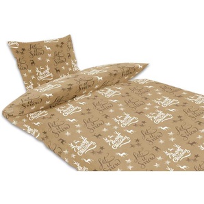 Sun Garden - Bettwäsche Merry Christmas, Farbe Sand 2-teilig, 100% Baumwoll-Satin
