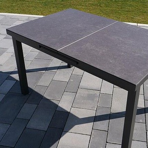 Sungörl Ausziehtisch Bamberg 140/180x90 cm Alu mit Glaskeramikplatte
