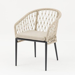 Sungörl Stapelsessel Lugano in beige - Aluminium anthrazit mit Rope (80%Polyethylen/20% EVA)