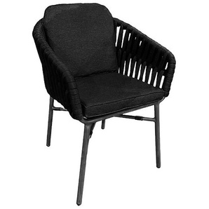 Sungörl Stapelsessel Sirmione in schwarz - Aluminium anthrazit mit Rope (80%Polyethylen/20% EVA)