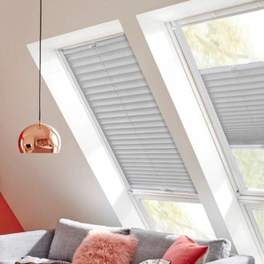Dachfensterplissee SUNLINES Classic Style Crepe Plissees Gr. 142 cm, zweiseitig verschiebbar, 117 cm, grau (grau, weiß) Dachfensterplissees mit Führungsschienen