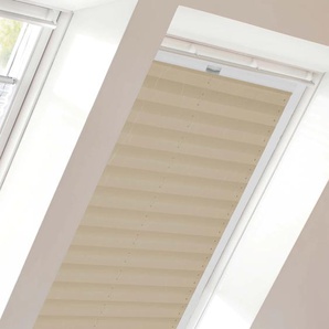Dachfensterplissee SUNLINES StartUp Style Crush Plissees Gr. 141,7 cm, zweiseitig verschiebbar, 97,3 cm, beige (creme, weiß) Dachfensterplissees mit Führungsschienen