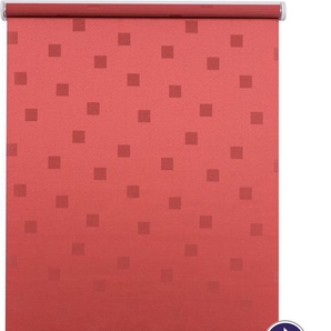 Elektrisches Rollo SUNLINES Funky Square Rollos Gr. 180 cm, stufenlos positionierbar, Rollo einzeln, 180 cm, rot (rot, weiß) Rollos appgesteuert via Bluetooth, mit Akku und Motor, weißer Fallstab
