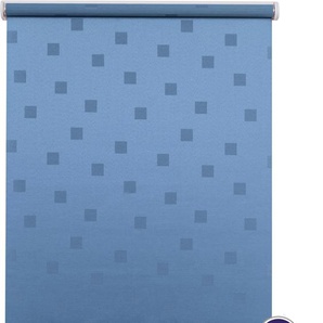 Elektrisches Rollo SUNLINES Funky Square Rollos Gr. 180 cm, stufenlos positionierbar, Rollo und Ladekabel, 90 cm, blau (blau, weiß) Rollos appgesteuert via Bluetooth, mit Akku und Motor, weißer Fallstab
