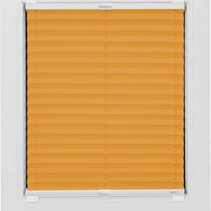 Klebe-Plissee SUNLINES One Size Style Plain Plissees Gr. 210 cm, zweiseitig verschiebbar, 115 cm, orange Plissees ohne Bohren Höhe 210cm