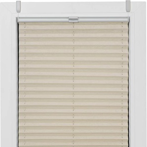 Plissee SUNLINES One Size Style Crush Plissees Gr. 130 cm, zweiseitig verschiebbar, 90 cm, beige (sand, grau, grau) Plissees ohne Bohren Zubehörfarbe zum Klemmen