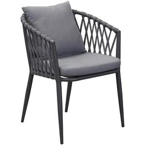 SUNREPO Stuhl, Rope Farbe dunkelgrau, Kissen dunkelgrau, Alugestell anthrazit,