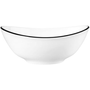 Suppenschale oval Black Line in weiß, 16 cm