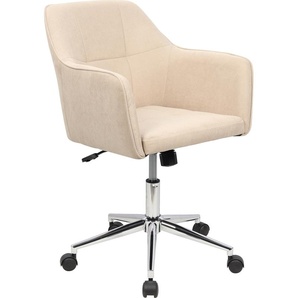 SVITA JAKE Schreibtischstuhl mit Armlehnen Höhenverstellbar Drehstuhl mit Rollen Stoff-Bezug Beige 91362