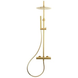 Swiss Aqua Technologies SAT DARK Duschsäule mit Thermostatmischer, gebürstetes Gold (SATDASSTKBZ)