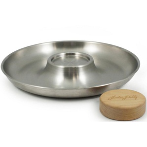 SWISSMAR Tablett Shucker Paddy, Edelstahl, (1-tlg), Austertablett, für bis zu 24 Austern, mit Holzpuck und Tablett