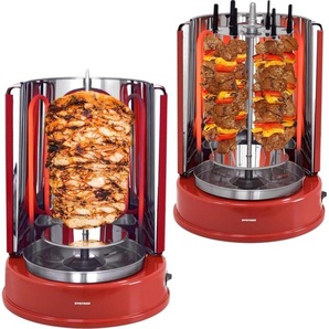 Syntrox Germany Dönergrill Asturien mit 6 Drehspießen – Vertikaler Multigrill für gesundes, fettfreies Grillen 1.400W (Rot) Kitchen-Chef-RO-1400W-R-Jalos