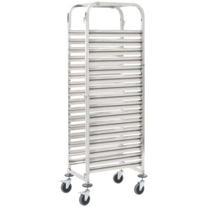 Tablettwagen für 16 Tabletts 38x55x163 cm Edelstahl