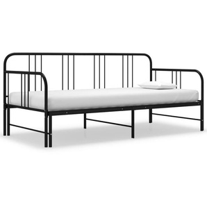 Tagesbett Ausziehbar Schwarz Metall 90x200 cm