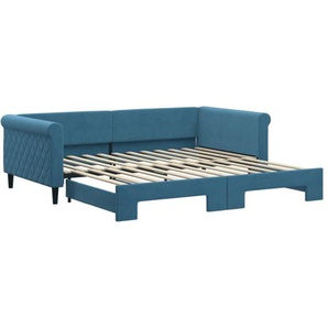 Tagesbett,Gästebett Ausziehbar Blau 100x200 cm Samt Vidaxl