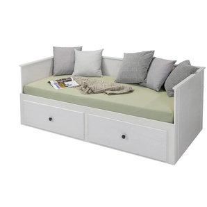Tagesbett mit Ausziehfunktion - weiß - Materialmix - 96 cm - 75 cm | Möbel Kraft