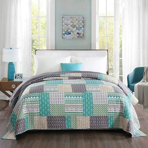 Tagesdecke Bettüberwurf Steppdecke Patchwork Wendedesign Bettdecke Stepp Decke Doppelbett unterfüttert und gesteppt, 240x260 cm - Woltu