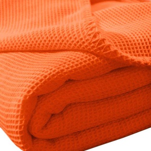 Tagesdecke KNEER La Diva Tagesdecken Gr. B/L: 220 cm x 240 cm, orange Tagesdecken Tagesdecke aus Waffelpiqué, STANDARD 100 by OEKO-TEX zertifiziert
