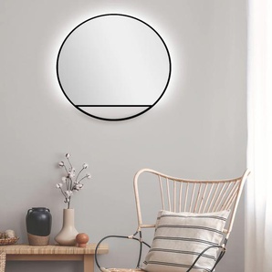 Talos LED-Lichtspiegel, rund, mit indirekter LED Beleuchtung in schwarz matt Ø 80 cm