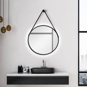 Talos Wandspiegel Black Light, Durchmesser: 50 cm, mattschwarz lackiert, IP24