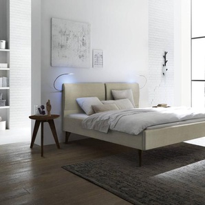 Hasena Polsterbett Tamara, Farbe: Nussbaum, geölt, Bezugsfarbe: Pepe beige, verschiedene Größen