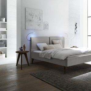 Hasena Polsterbett Tamara, Farbe: Nussbaum, geölt, Bezugsfarbe: Pepe grey, verschiedene Größen